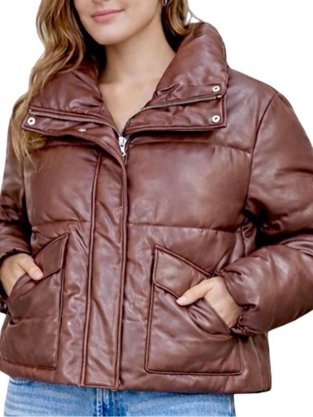 Pistola Donovan Faux Leather Puffer Jacket - Size Large